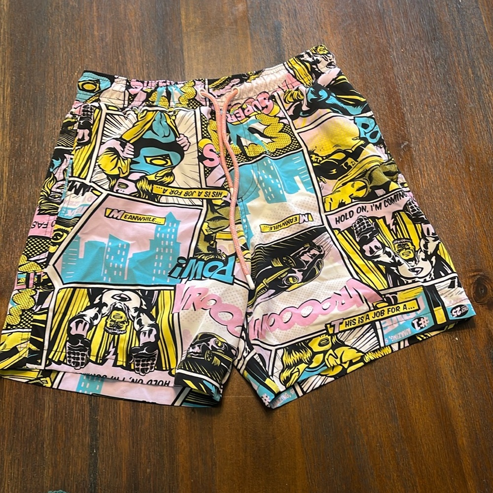 Men's Swim Shorts Oh Snap Graphic Comic Hold on I'm Coming Colorful